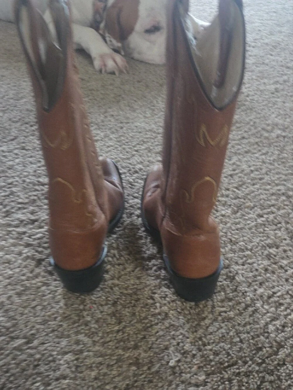 Old West Brown Kids Western Boots with Decorative Stitching